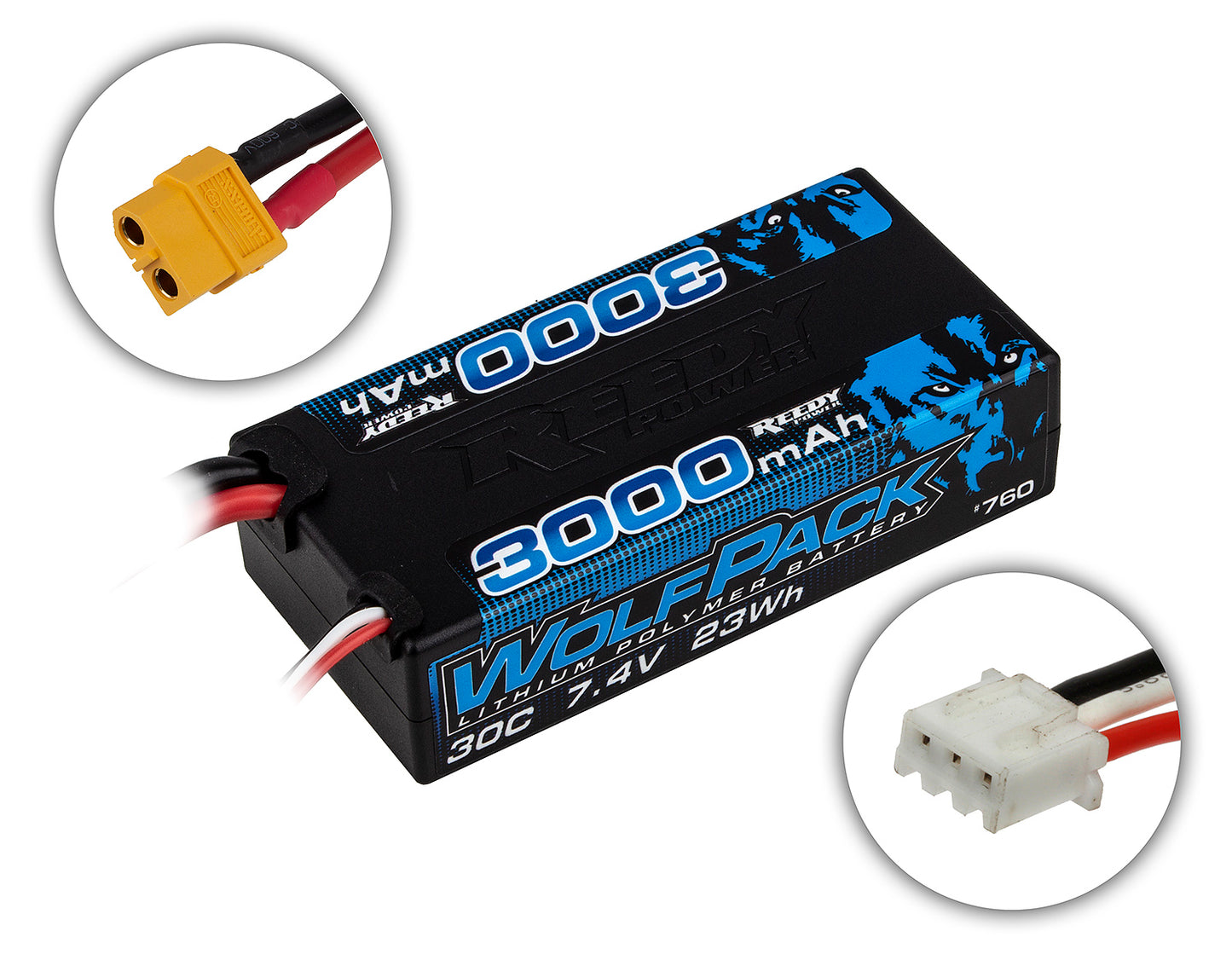 Team Associated | Reedy WolfPack LiPo 3000mAh 30C 11.1V Shorty Battery w/ XT | MPN: 761