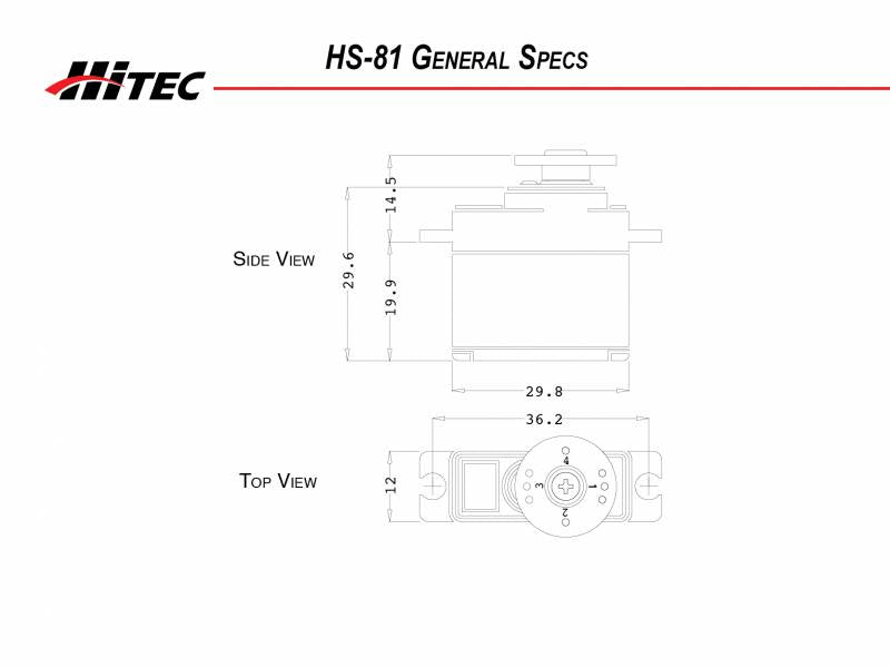 Hitec | HS-81 Micro Servo .09sec/42oz @6.0v | MPN: 31081S