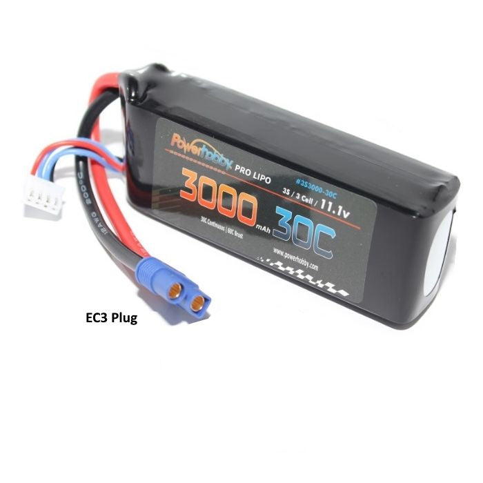 Power Hobby | 3S 11.1V 3000MAH 30C W/ EC3 | MPN: 3S300030CEC3