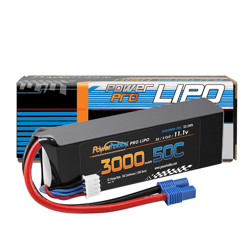 Power Hobby | 3S 11.1V 3000mAh 50C LiPo Battery Pack w/ EC3 Connector | MPN: 3S300050CEC3