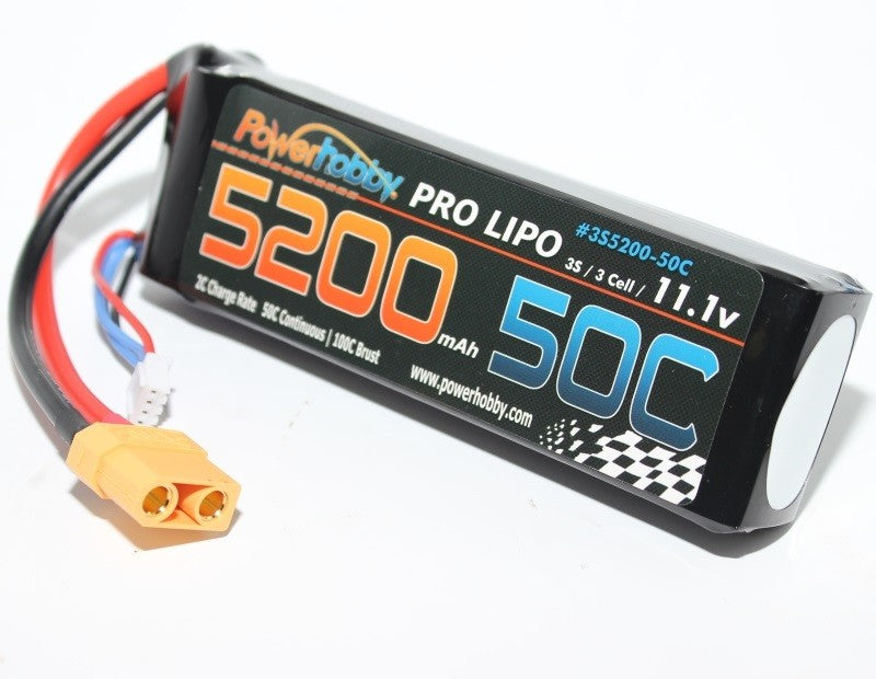 Power Hobby | 5200mAh 11.1V 3S 50C LiPo Battery w/ Hardwired XT90 | MPN: 3S520050C