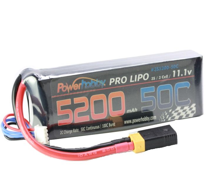 Power Hobby | 5200mAh 11.1V 3S 50C LiPo Battery with Hardwired XT60 | MPN: 3S520050CXT60APT