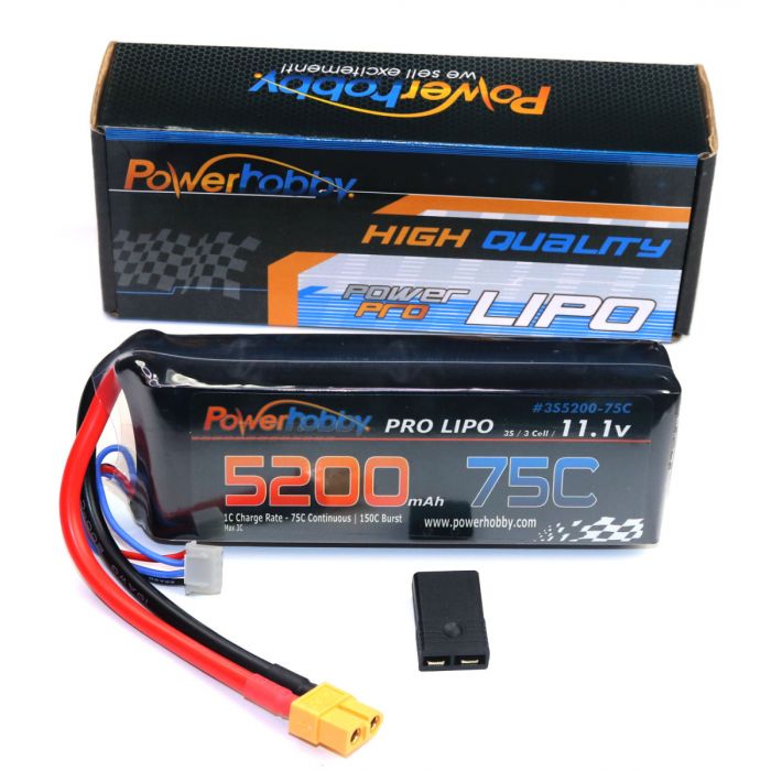 Power Hobby | 3S 11.1V 5200MAH 75C W/ XT60 and HC TRX Adapter | MPN: 3S520075CXT60APT