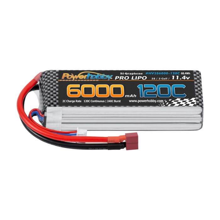 Power Hobby | 3s 11.4V 6000mah 120c Graphne + HV Lipo Battery w Deans Plug | MPN: 3S6000120CDEANS