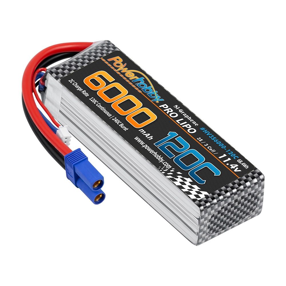 Power Hobby | 3s 11.4V 6000mah 120c Graphne + HV Lipo Battery w EC5 Plug | MPN: 3S6000120CEC5