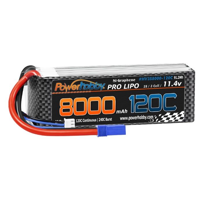 Power Hobby | 3S 11.4V 8000MAH 120C GRAPHENE + HV LIPO BATTERY W EC5 PLUG | MPN: 3S8000120CEC5
