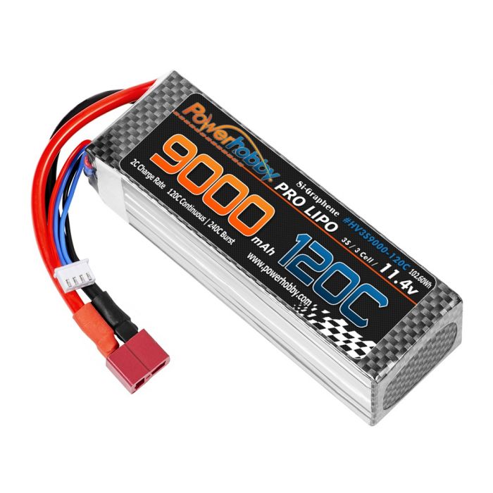 Power Hobby | 3S 11.4V 9000mah 120C GRAPHENE + HV Lipo Battery w Deans Plug | MPN: 3S9000120CDEANS