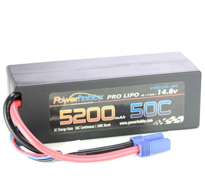 Power Hobby | 5200mAh 14.8V 4S 50C LiPo Battery with Hardwired EC5 | MPN: 4S520050CEC5HCS