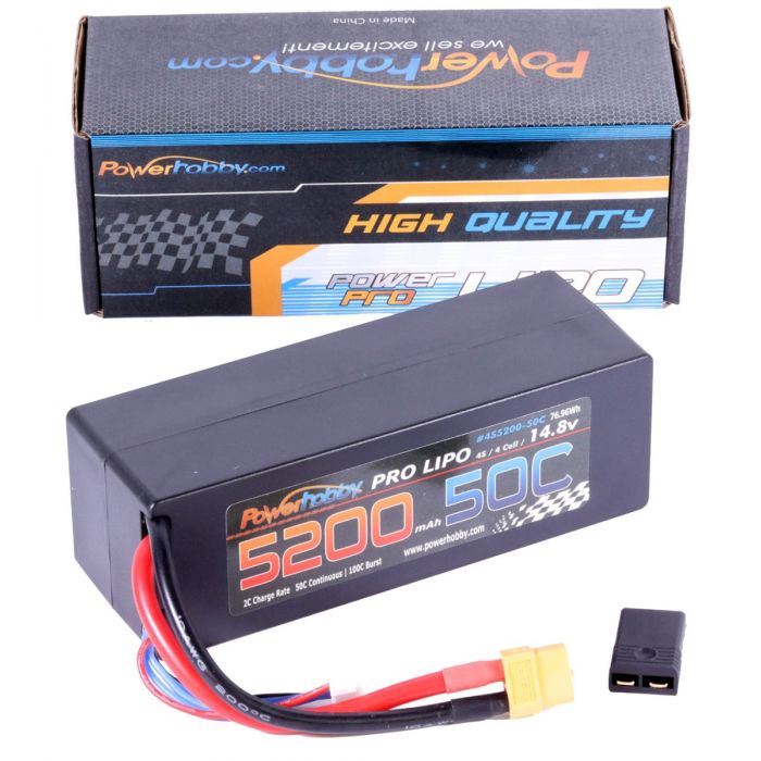 Power Hobby | 4S 14.8v 5200mAh 50C LiPo Battery w/ XT60 + Traxxas Plug | MPN: 4S520050CLCGXT60A