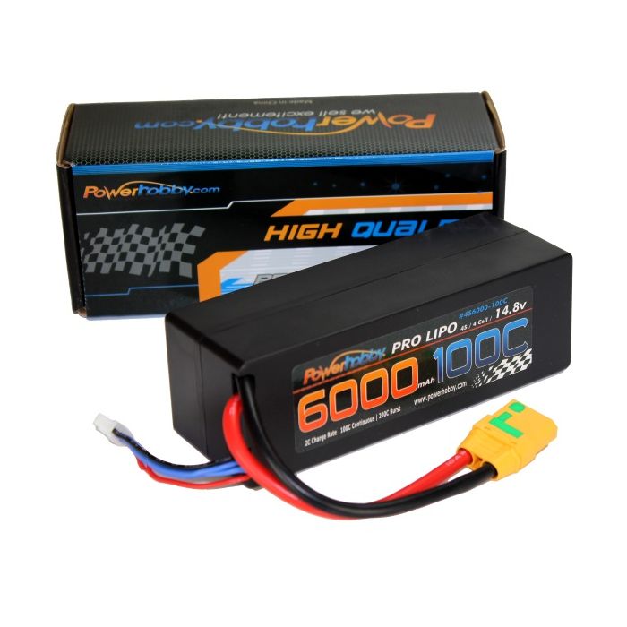 Power Hobby | 4S 14.8v 6000mAh 100C LiPo Battery w/ XT90 Plug Hard Case | MPN: 4S6000100CXT90