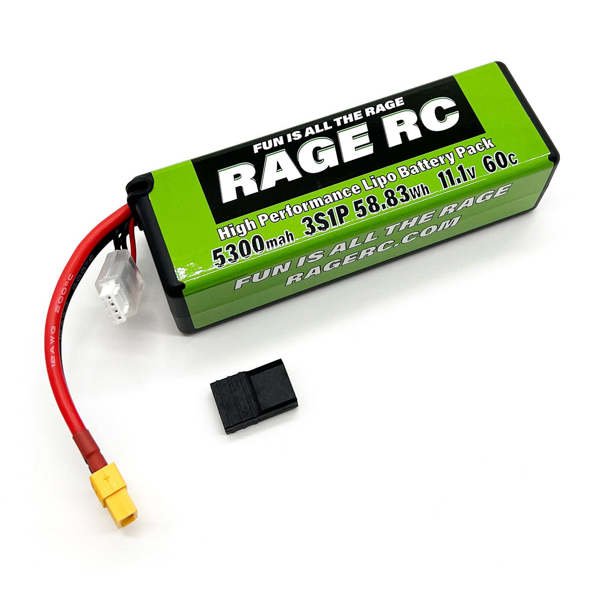 Rage R/C | 5300mAh 3S 11.1V 60C Hard Case LiPo Battery XT60 w/TRX Adapt | MPN: LP53003S60T