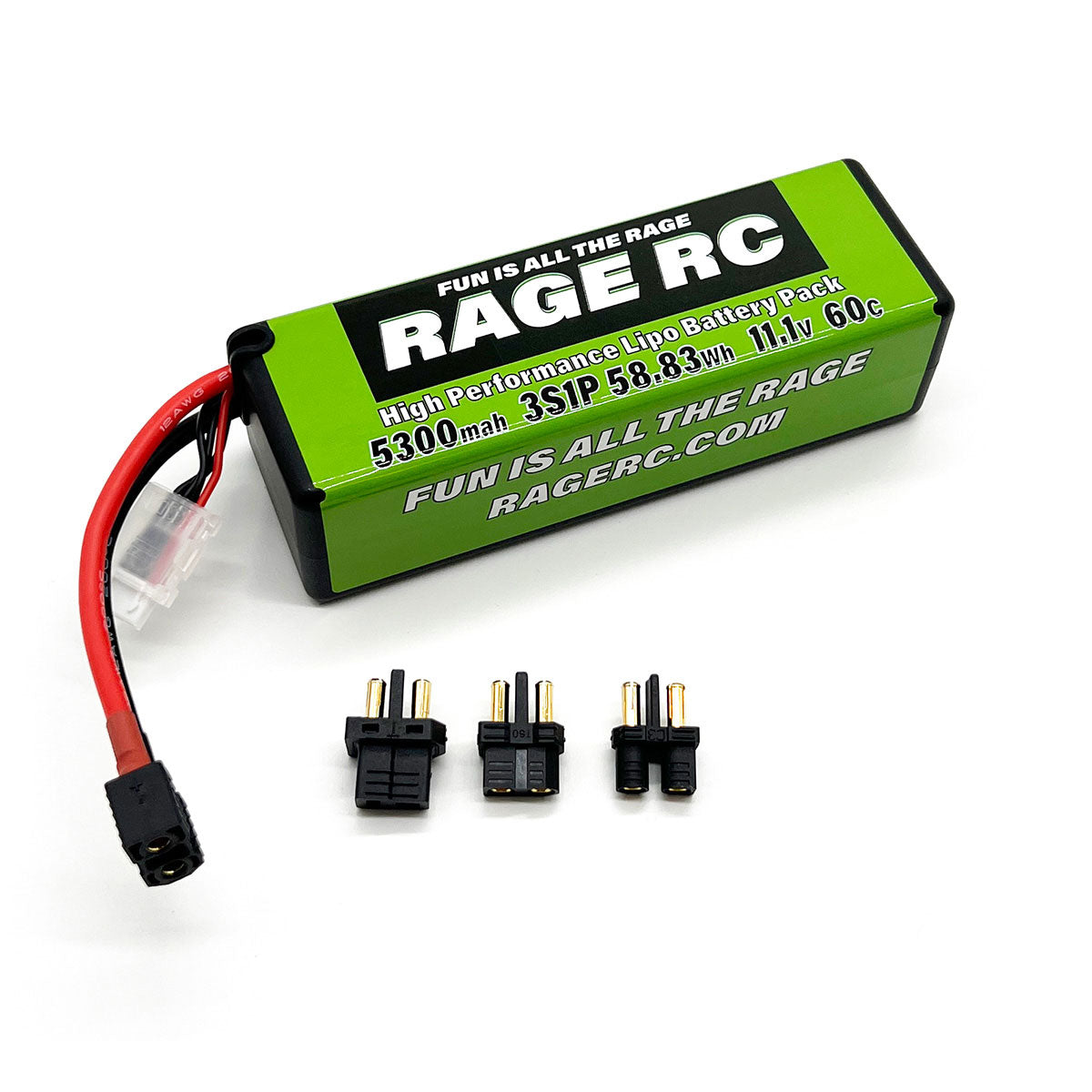 Rage R/C | 5300mAh 3S 11.1V 60C Hard Case LiPo Battery w/Uni Connector | MPN: LP53003S60U
