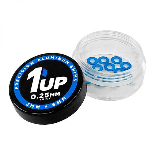 1UP Racing | 3x6x0.25mm Precision Aluminum Shims, 1UP Blue, (12 pcs) | MPN: 80311
