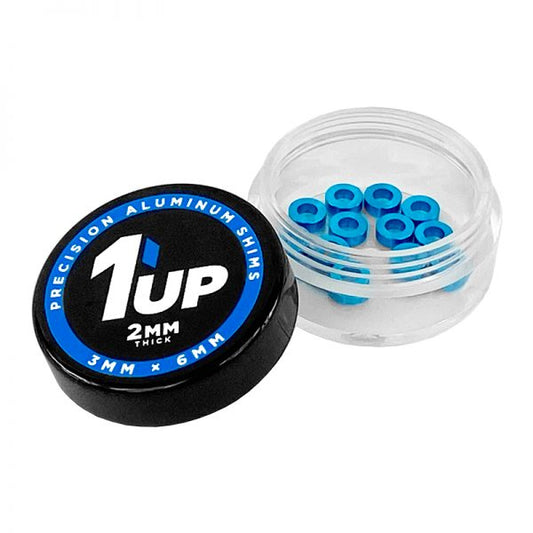 1UP Racing | 3x6x2mm Precision Aluminum Shims, 1UP Blue, (12 pcs) | MPN: 80314