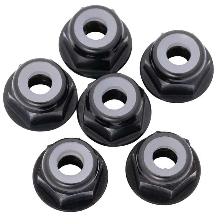 1UP Racing | 7075 Aluminum Flanged Locknuts M3, Black, 6pcs | MPN: 870003