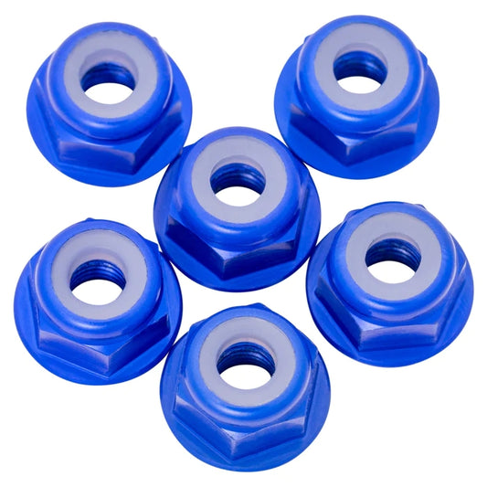 1UP Racing | 7075 Aluminum Flanged Locknuts M3, Daark Blue, 6pcs | MPN: 870103