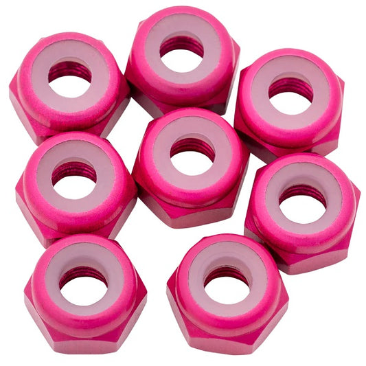 1UP Racing | 075 Aluminum Locknuts, M3, Hot Pink, 8pcs | MPN: 870402