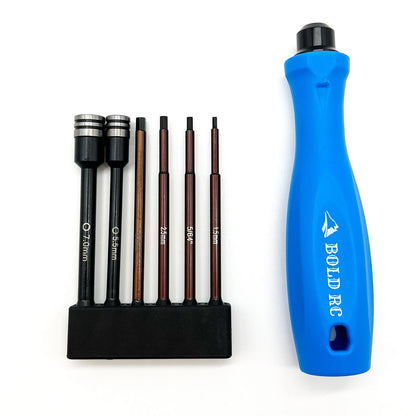 Bold R/C | 1/8th Tool Set, 1/4" Quick Drive Hex & Nut Driver 6 Piece | MPN: 10630