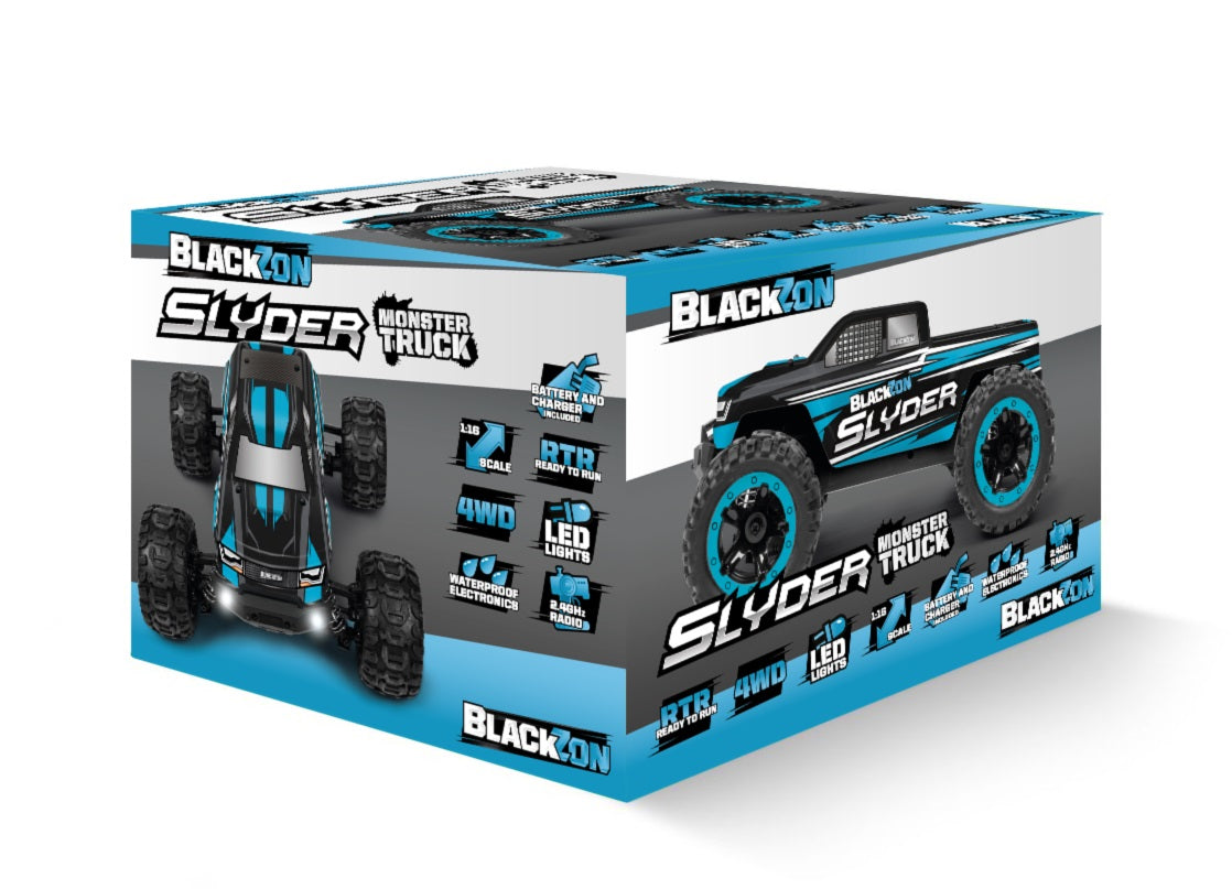 BlackZon | Slyder MT 1/16 4WD Electric Monster Truck - Blue | MPN: 540104