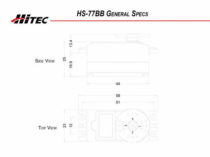Hitec | HS-77BB Low Profile Servo .34sec/114oz @ 6.0v | MPN: 31077S