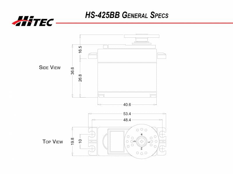 Hitec | HS-425BB Pro BB Servo .16sec/57oz @ 6.0v | MPN: 31425S