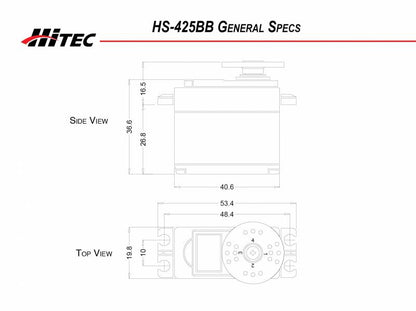 Hitec | HS-425BB Pro BB Servo .16sec/57oz @ 6.0v | MPN: 31425S