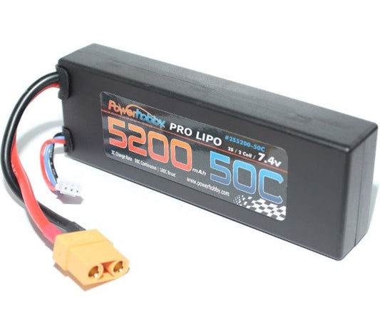 Power Hobby | 5200 mAh 7.4V 2S 50C LiPo Battery w/ Hardwired XT90 | MPN: 2S520050C