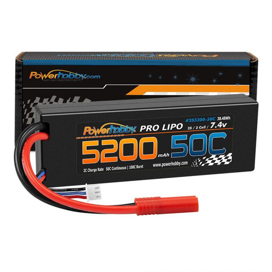 Power Hobby | 2S 7.4V 5200mAh 50C LiPo Battery w/ RedCAT 4.0mm Plug | MPN: 2S520050C4MM
