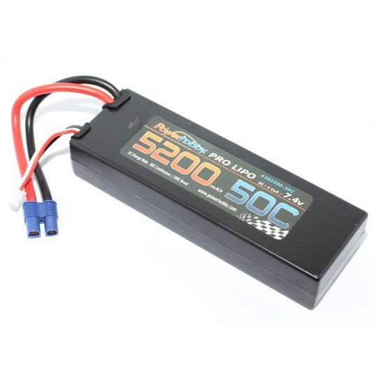 Power Hobby | 2S 7.4V 5200mAh 50C LiPo Battery Pack w/ EC3 Plug Hard | MPN: 2S520050CEC3