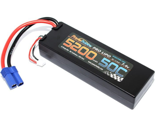 Power Hobby | 5200mAh 7.4V 2S 50C LiPo Battery with Hardwired EC5 | MPN: 2S520050CEC5HCS