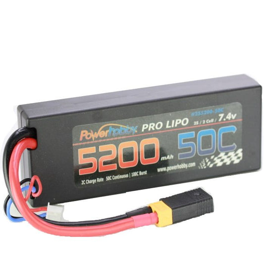 Power Hobby | 5200mAh 7.4V 2S 50C LiPo Battery with Hardwired XT60 | MPN: 2S520050CXT60APT