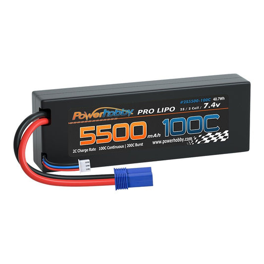 Power Hobby | 2S 7.4V 5500MAH 100C Lipo Battery w EC5 Plug | MPN: 2S5500MAH100CEC5