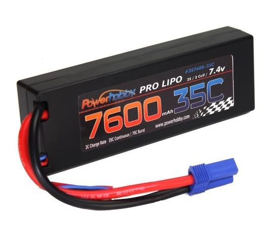 Power Hobby | 7600mAh 7.4V 2S 35C LiPo Battery with Hardwired EC5 | MPN: 2S760035CEC5HCS