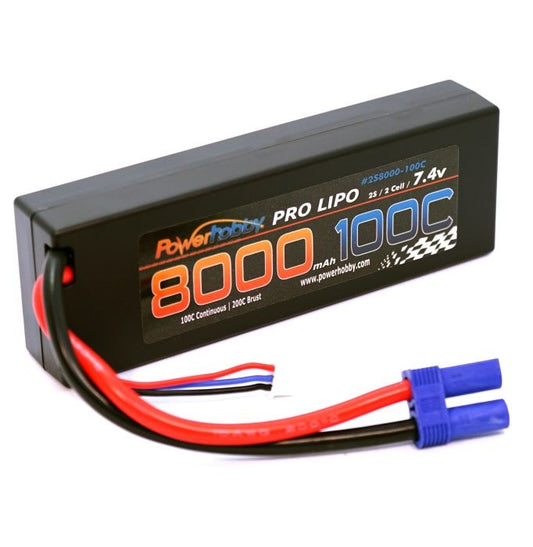 Power Hobby | 2S 7.4V 8000MAH 100c-200c Lipo Battery w/ EC5 Plug | MPN: 2S8000100CEC5