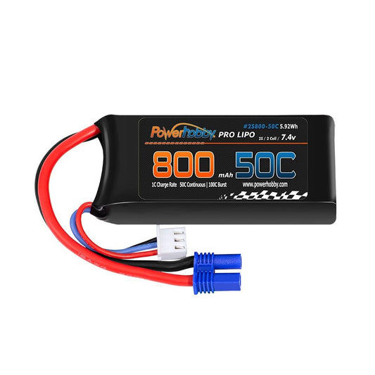 Power Hobby | 2S 7.4V 8000mAh 50C Lipo Battery w, EC2 Plug Losi | MPN: 2S80050CEC2