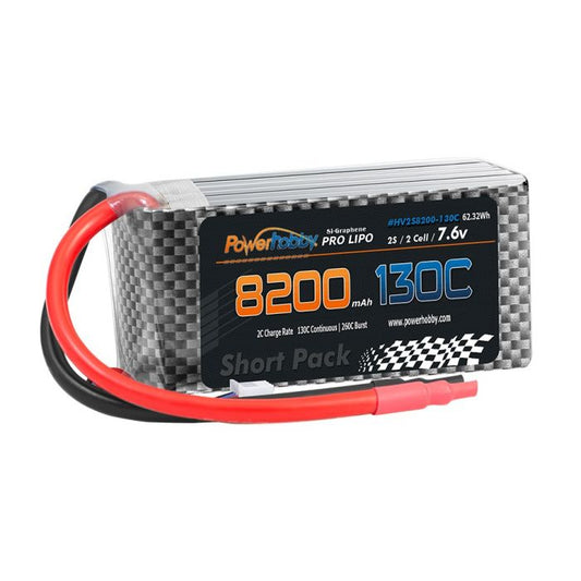 Power Hobby | 2S 7.6V Graphene + HV 8200mAh 130C Short Drag Racing Lipo | MPN: 2S8200MAH130C