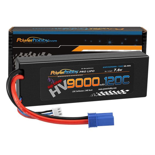Power Hobby | 2S 7.6V HV + Graphene 9000mAh 120C LiPo Battery w/ EC5 Plug | MPN: 2S9000120CEC5