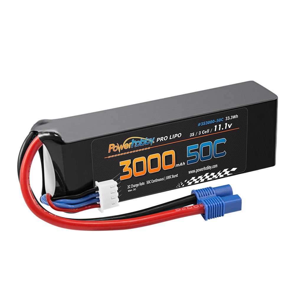 Power Hobby | 3S 11.1V 3000mAh 50C LiPo Battery Pack w/ EC3 Connector | MPN: 3S300050CEC3