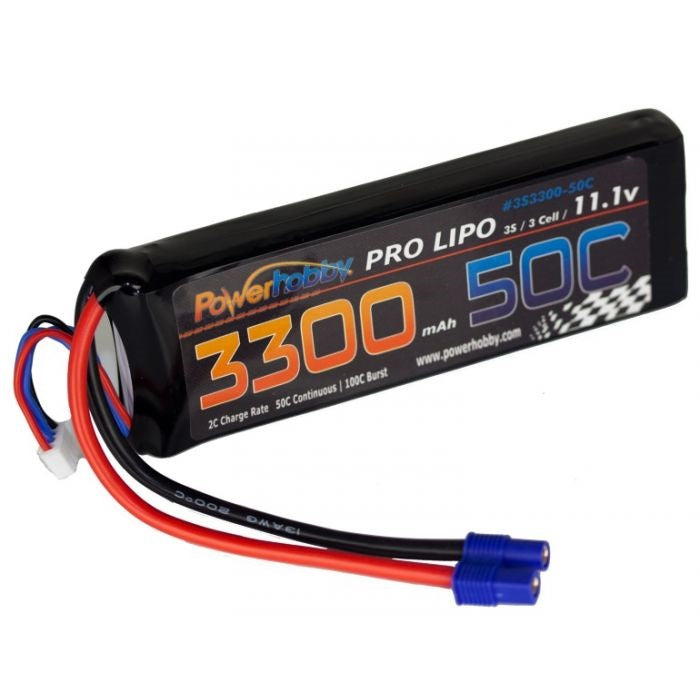 Power Hobby | 3300mAh 11.1v 3S 50C-100C LiPo Battery with Hardwire EC3 | MPN: 3S330050CEC3