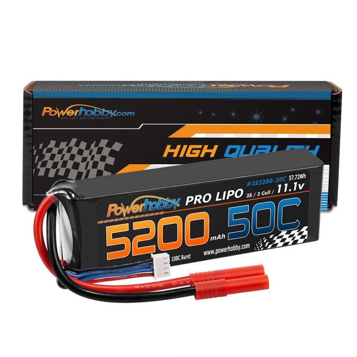 Power Hobby | 3S 11.1V 5200mAh 50C LiPo Battery w/ RedCAT 4.0mm Plug | MPN: 3S520050C4MM