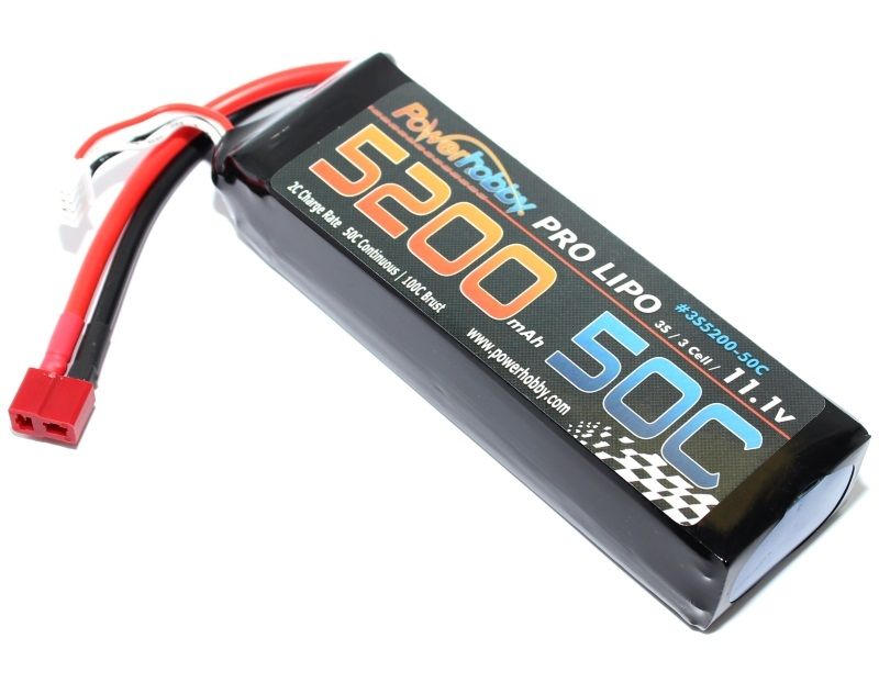 Power Hobby | 5200mAh 11.1V 3S 50C LiPo Battery w/ Hardwired T-Plug | MPN: 3S520050CDNS