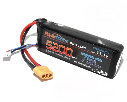Power Hobby | 5200mAh 11.1V 3S 75C Lipo Battery w/ Hardwired XT90 | MPN: 3S520075C