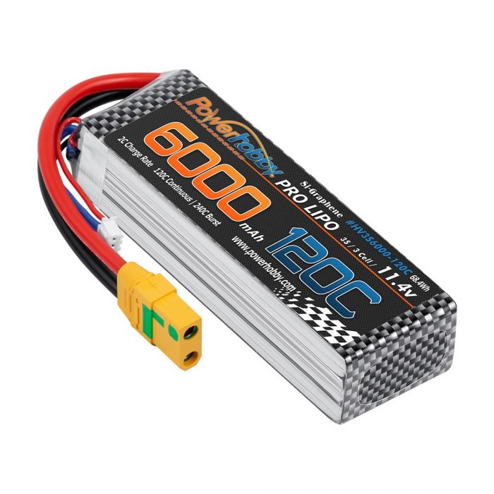 Power Hobby | 3s 11.4V 6000mah 120c Graphne + HV Lipo Battery w XT90 Plug | MPN: 3S6000120CXT90