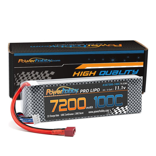 Power Hobby | 3S 11.1V 7200mAh 100C-200C LiPo Battery w/ DEANS Plug | MPN: 3S7200100CDNS