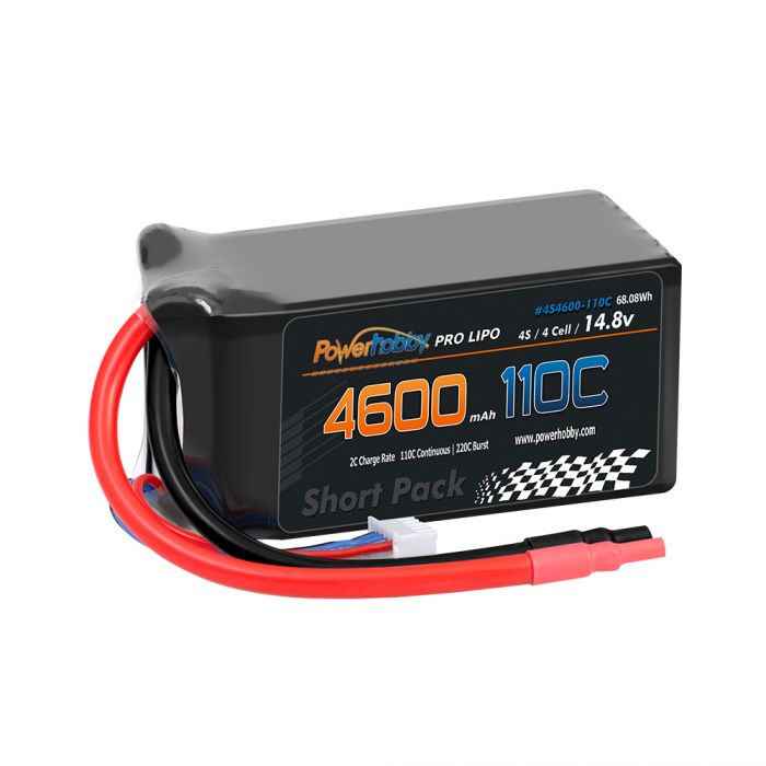 Power Hobby | 4S 14.8V 4600mAh 110C-220C Short Drag Racing Lipo Battery | MPN: 4S4600MAH110C