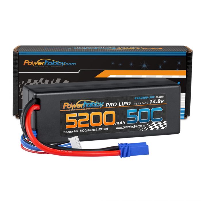 Power Hobby | 4S 14.8v 5200mAh 50C LiPo Battery w/ EC5 Plug Hard Case | MPN: 4S520050CLCGEC5