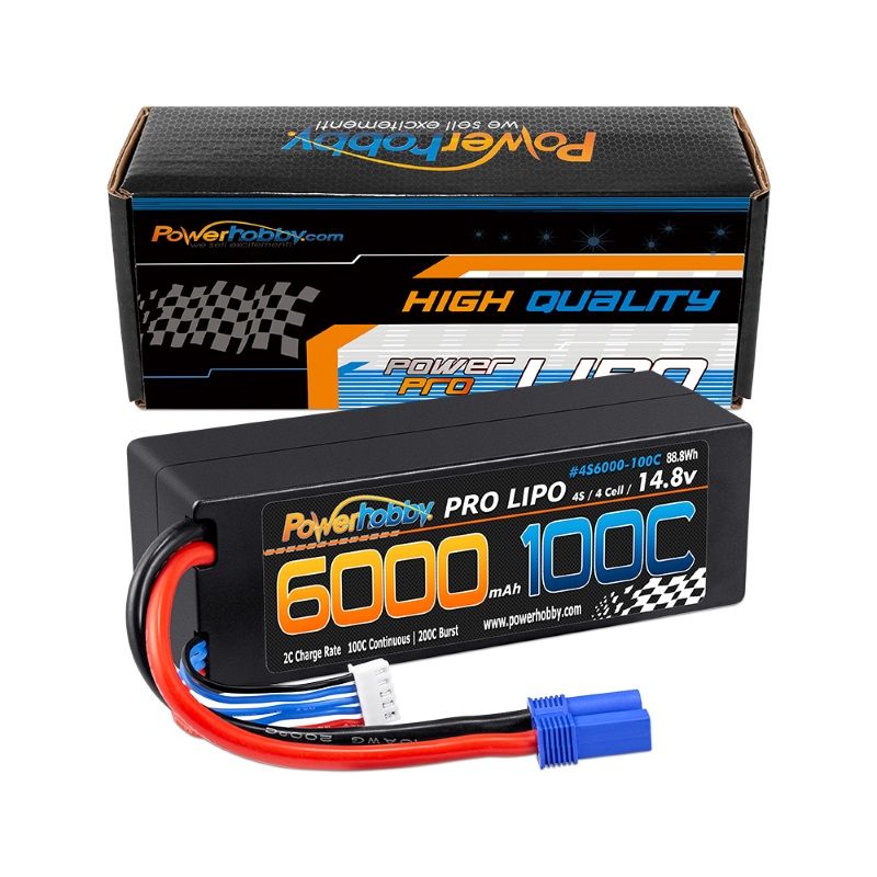 Power Hobby | 4S 14.8v 6000mAh 100C LiPo Battery w/ EC5 Hard Case | MPN: 4S6000100CEC5