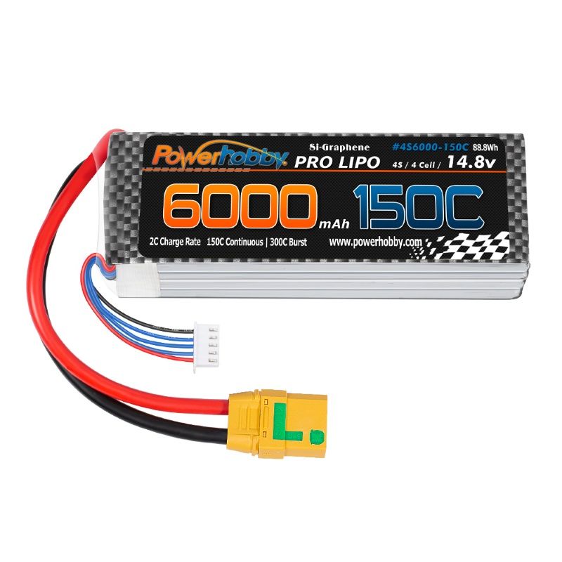Power Hobby | 4S 14.8V 6000MAH 150C-300C w/ Extreme | MPN: 4S6000150CXT90EX
