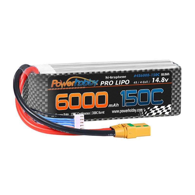 Power Hobby | 4S 14.8V 6000MAH 150C-300C w/ Extreme | MPN: 4S6000150CXT90EX