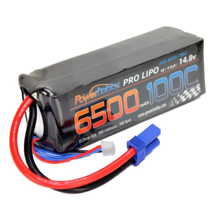Power Hobby | 4S 14.8V 6500mAh 100C Lipo Battery w EC5 Plug Soft Case | MPN: 4S6500100CEC5